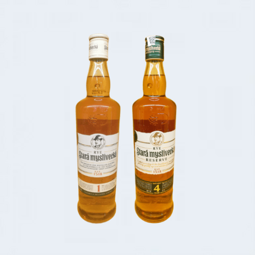 <h4>Rye Stara Myslivecka & Myslivecka Reserve Whiskey</h4>
                                              <div class='border-bottom my-3'></div> 
                                            <table class='mb-3' id='alt-table' cellpadding='3' cellspacing='1' border='1' align='center' width='80%'>
                                                <thead id='head-dark'><tr><th>Quantity</th><th>Price/Unit</th></tr></thead>
                                                <tr><td>750ml</td><td class='price'>₹1480</td></tr>
                                                <tr><td>750ml</td><td class='price'>₹1800</td></tr>
                                            </table>
                                            <b class='text-start'>Description :</b>
                                            <p class='text-justify mt-2'>Stará žitná myslivecká Bourbon Cask Reserve with the exceptional flavor of rye aged in bourbon barrels. The four-year-old rye whisky is aged exclusively in small 250 litre oak bourbon barrels deep in the Prostejov cellar. These casks give a typical subtle taste of vanilla with a woody finish.</p>