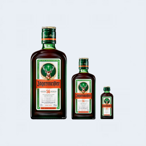 <h4>Jagermeister Liqueur</h4>
                                    <div class='border-bottom my-3'></div>
                                    <table id='alt-table' cellpadding='3' cellspacing='1' border='1' align='center' width='80%'>
                                        <thead id='head-dark'><tr><th>Quantity</th><th>Price/Unit</th></tr></thead>
                                        <tr><td>750ml</td><td class='price'>₹3020</td></tr>
                                        <tr><td>375ml</td><td class='price'>₹1650</td></tr>
                                        <tr><td>50ml</td><td class='price'>₹370</td></tr>
                                    </table>
                                    <b class='text-start'>Description :</b>
                                            <p class='text-justify mt-2'>Jägermeister is a German bitter-sweet liqueur made from 56 varieties of herbs, fruits and spices, macerated in spirit for up to six weeks and then matured in oak before blending. Although established in 1878, Jägermeister did not produce this liqueur until 1935.</p>