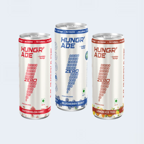 <h4>HUNGR ADE Hydration drink</h4>
                                             <div class='border-bottom my-3'></div> 
                                            <table id='alt-table' cellpadding='3' cellspacing='1' border='1' align='center' width='80%'>
                                                <thead id='head-dark'><tr><th>Quantity</th><th>Price/Unit</th></tr></thead>
                                                <tr><td>250ml</td><td class='price'>₹99</td></tr>
                                            </table>
                                            <b class='text-start'>Description :</b>
                                            <p class='text-justify mt-2'>
                                              Hungr'Ade is a hydration and energy drink designed for performance, featuring a coconut water base enriched with BCAAs and electrolytes, Coenzyme Q10 (CoQ10) for sustained energy, and a blend of essential vitamins and minerals. It comes in zero-sugar options and is free from artificial colors, flavors, and sweeteners, with key ingredients to help reduce fatigue, improve post-exercise recovery, and provide antioxidant support. 
                                            </p>