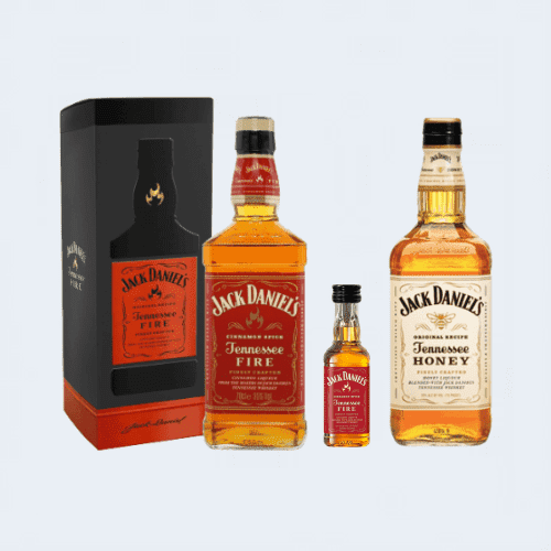 <h4>Jack Daniels Tennesse Fire & Honey</h4>
                                              <div class='border-bottom my-3'></div> 
                                            <table class='mb-3' id='alt-table' cellpadding='3' cellspacing='1' border='1' align='center' width='80%'>
                                                <thead id='head-dark'><tr><th>Quantity</th><th>Price/Unit</th></tr></thead>
                                                <tr><td>750ml</td><td class='price'>₹2720</td></tr>
                                                <tr><td>50ml</td><td class='price'>₹280</td></tr>
                                                <tr><td>750ml</td><td class='price'>₹2730</td></tr>
                                            </table>
                                            <b class='text-start'>Description :</b>
                                            <p class='text-justify mt-2'>Jack Daniel's Tennessee Fire blends warm cinnamon liqueur with the bold character of Jack Daniel's Old No. 7 for a classic spirit with a surprisingly smooth finish.<br>
                                                Jack Daniel's Tennessee Honey is a blend of Jack Daniel's Tennessee Whiskey and a unique honey liqueur of our own making, for a taste that's one-of-a-kind and unmistakably Jack. With hints of honey and a finish that's naturally smooth, Jack Daniel's Tennessee Honey is something special.</p>