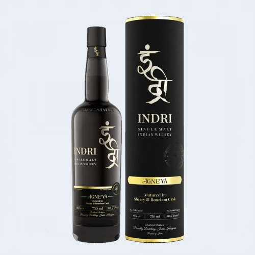 <h4>Indri Agneya Single Malt indian whisky</h4>
                                             <div class='border-bottom my-3'></div> 
                                            <table id='alt-table' cellpadding='3' cellspacing='1' border='1' align='center' width='80%'>
                                                <thead id='head-dark'><tr><th>Quantity</th><th>Price/Unit</th></tr></thead>
                                                <tr><td>750ml</td><td class='price'>₹5330 </td></tr>
                                            </table>
                                            <b class='text-start'>Description :</b>
                                            <p class='text-justify mt-2'>
                                             Indri Agneya is a lightly peated, Indian single malt whisky with a name meaning belonging to fire, matured in both Sherry and Bourbon casks. It offers an accessible smokiness from peat kilning, balanced with rich nutty and fruit notes from the casks, delivering a complex but smooth palate with tropical fruits, toffee, and a warm, lingering peat finish. This expression is designed to be a refined entry into the world of peated whiskies for those who may not enjoy the intense phenols of traditional Islay malts.
                                            </p>